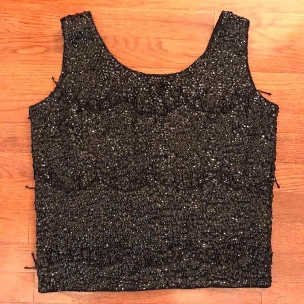 VINTAGE 70S SWING BEADED TOP PARTY. DINNER FORMAL LARGE